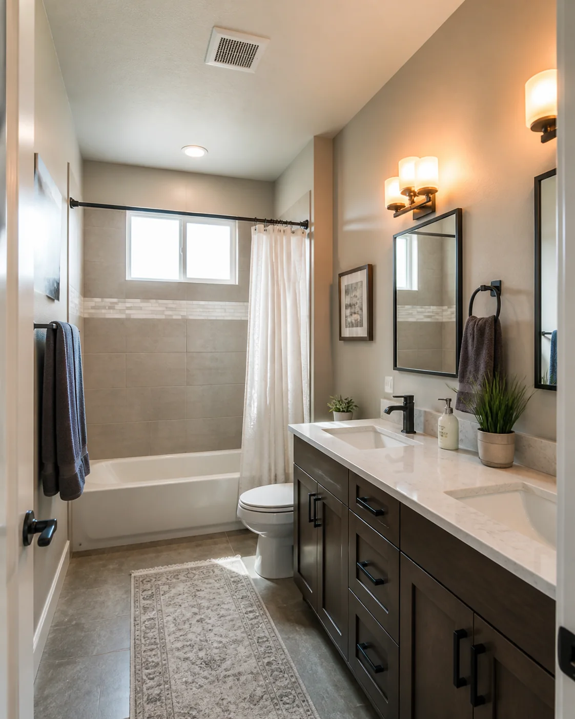 Finished bathroom ventilation, lighting, and daylight