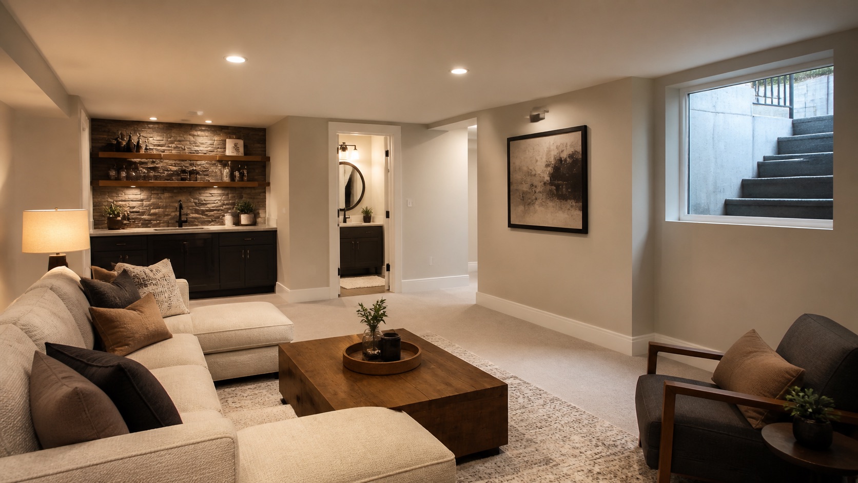 Finished basement living space