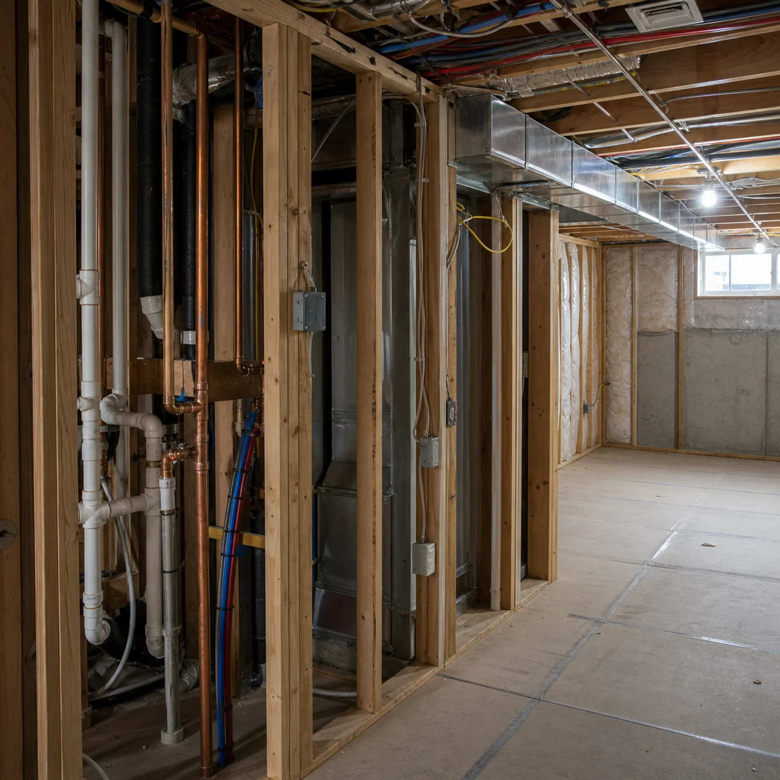 Basement rough mechanical coordination