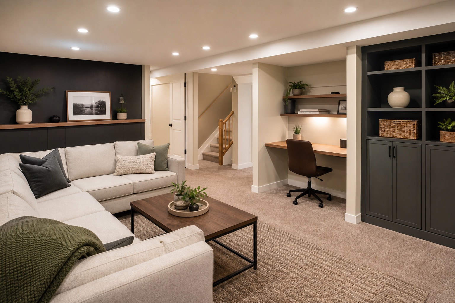 Finished basement living space planning