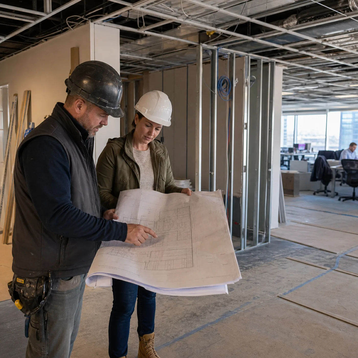 Tenant improvement walkthrough for a Denver commercial build-out