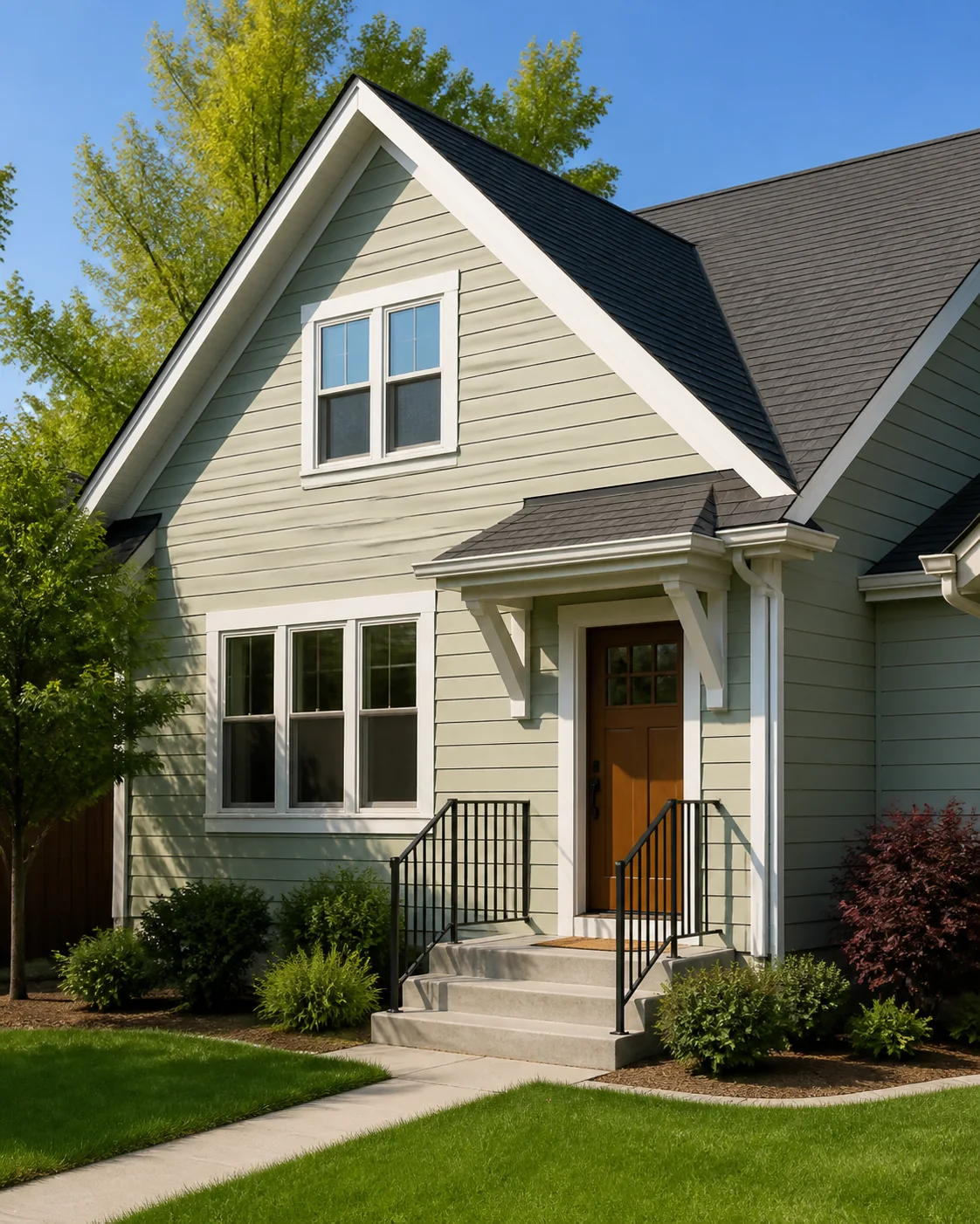 Finished Denver home exterior with restored roof, siding, windows, and entry